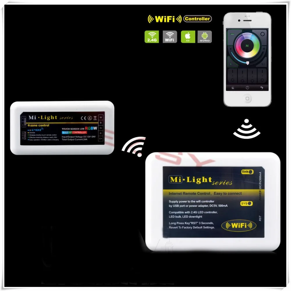 Mi Light 2 4G WiFi контроллер + 1*4 зона RGBW Беспроводная система управления | Освещение