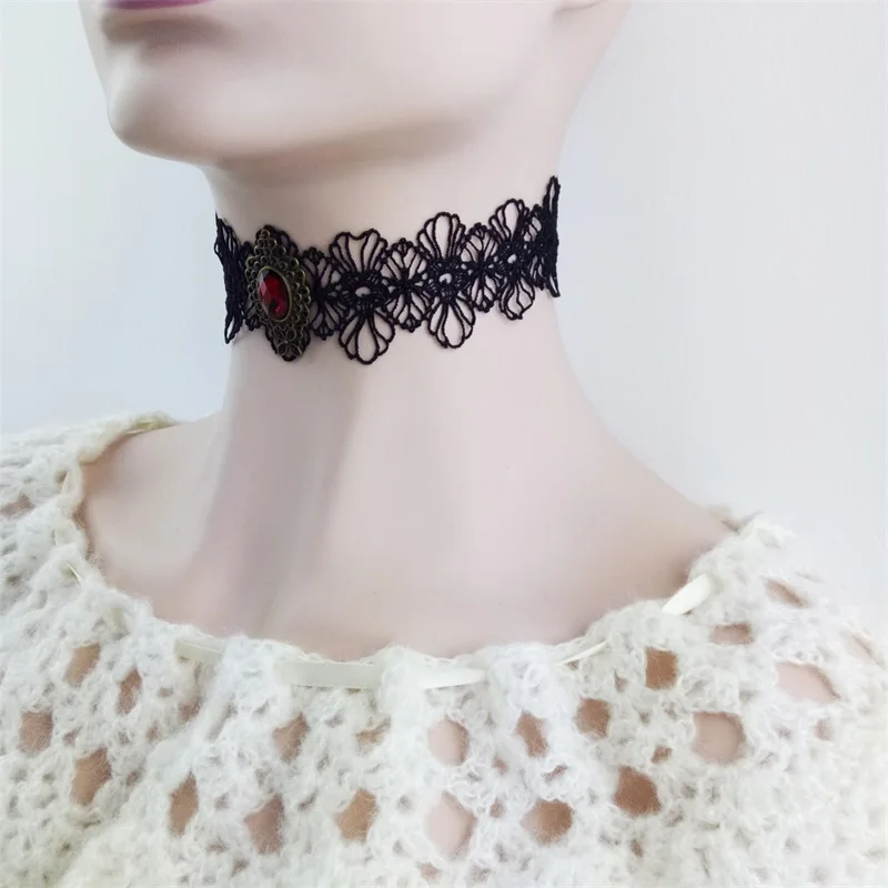 YiYaoFa готические украшения винтажное кружевное ожерелье и кулон Женские