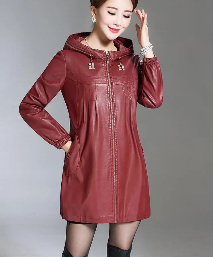 Размера плюс XL 2XL 3XL 4XL 5XL кожаная куртка Для женщин кожаные пальто длинные на весну и зиму Повседневное Модные женские куртки и пальто для мальчиков