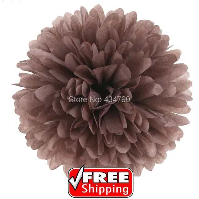 20 шт. 8 "(20 см) дешевые коричневые бумажные помпоны на подвесках для вечеринок в Великобритании, праздничные цветочные шары из ткани для детских садов - выберите свои цвета.