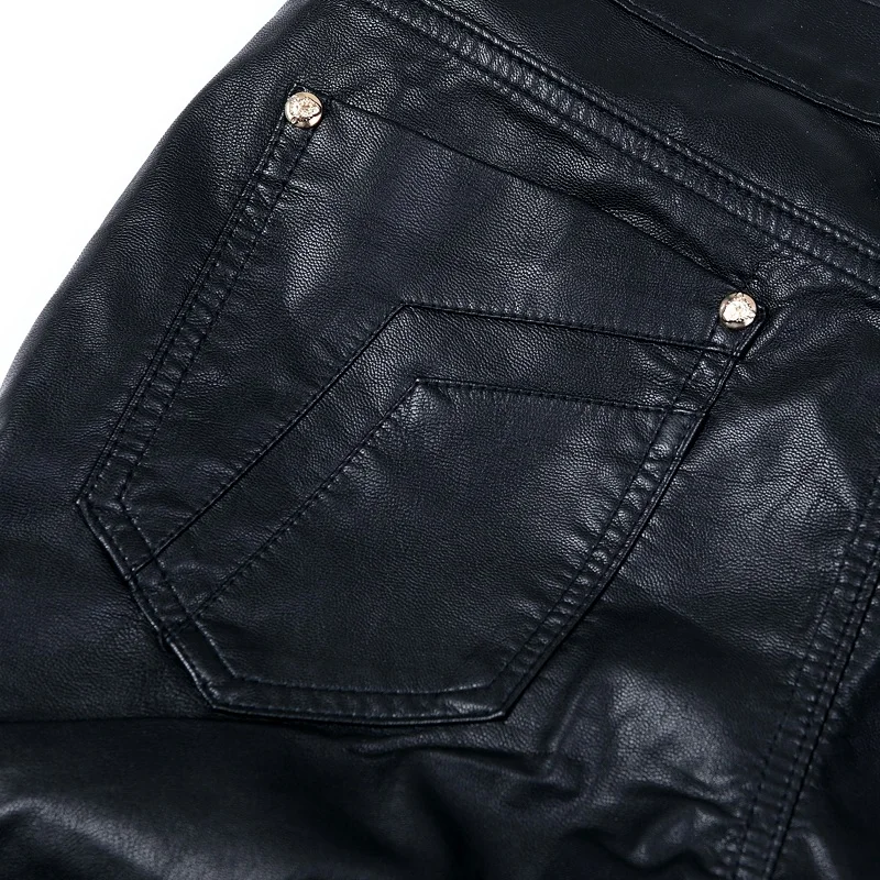 Новое поступление 2018 в стиле панк с принтом череп slim fit из искусственной кожи