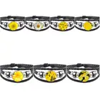 EJ глазурь для мужчин и женщин подарок Винтажные Ювелирные изделия оптом черный кожаный браслет браслеты модные очаровательные стеклянные Маргаритки