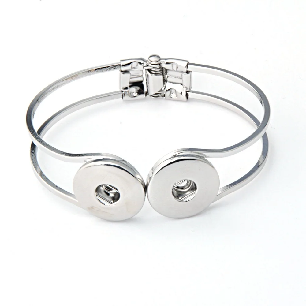 

Pure Gold Tone Snaps Jewelry Bracelets Fit 18mm Metal Snap Button Changeable Bracelets&Bangles Elastic Size Women Cuff Wristband