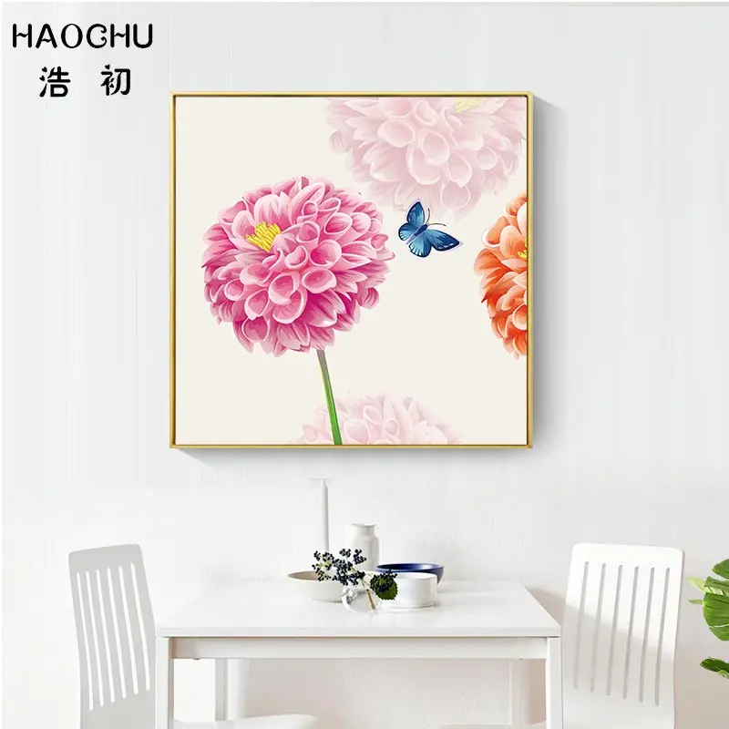 HAOCHU Chinese hydrangea flower still life canvas painting wall art decoration poster picture home decor | Дом и сад
