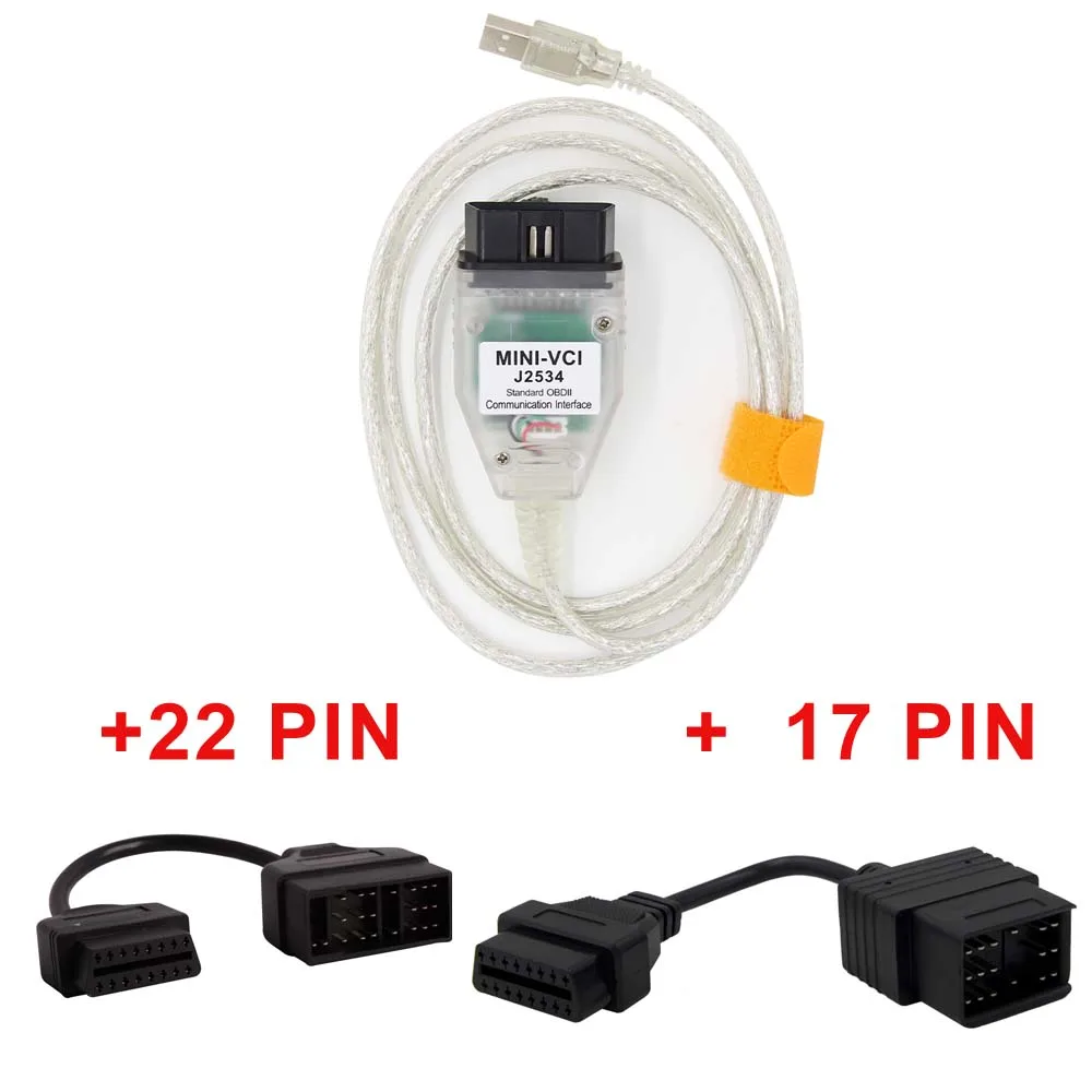 Для TOYOTA MINI VCI J2534 V14.20.019 интерфейс ТИС Techstream FTDI FT232RQ чип MINIVCI J2534 OBD2 Диагностический кабель - Цвет: MINI VCI 22 Pin 17Pi