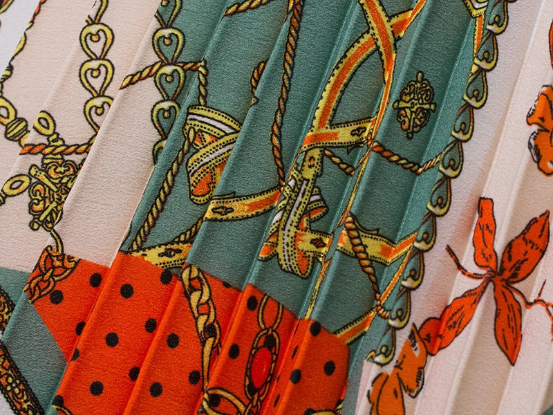 Женские плиссированные юбки с цветочным принтом REALEFT элегантные средней длины