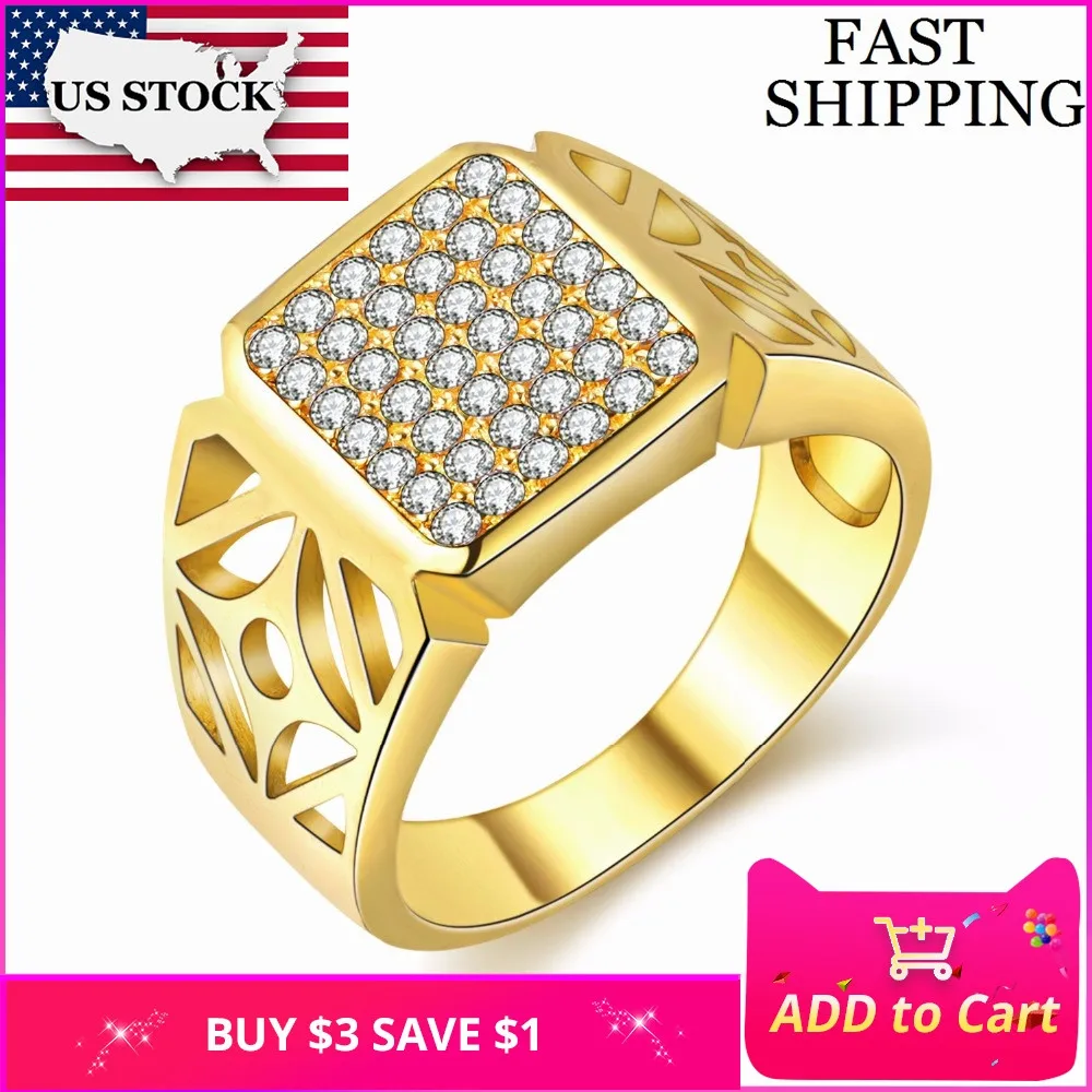 40% off Bague Homme Большой Золотой Цвет Кольцо для Мужчин ювелирные изделия Свадебный Костюм ювелирные изделия Кольца Bijoux Anillos Hombre * Обручальные Кольцо женское бижутерия Uloveido JX004