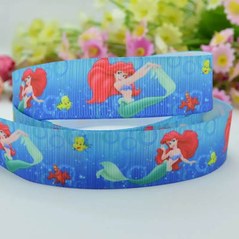 DUWES 7/8&quot 22mm 2 5 10 20 50 Yards Ariel princess Printed grosgrain ribbon hair bow DIY handmade Retail | Детская одежда и
