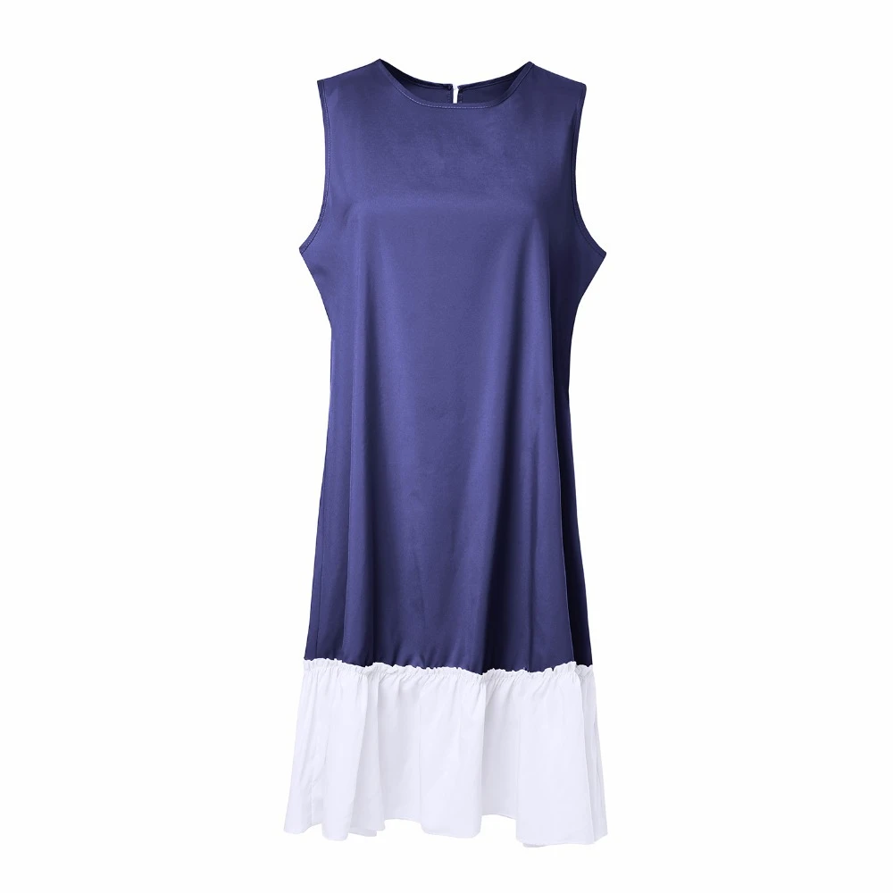 Летние платья 2019 повседневное свободное лоскутное мини платье без рукавов с