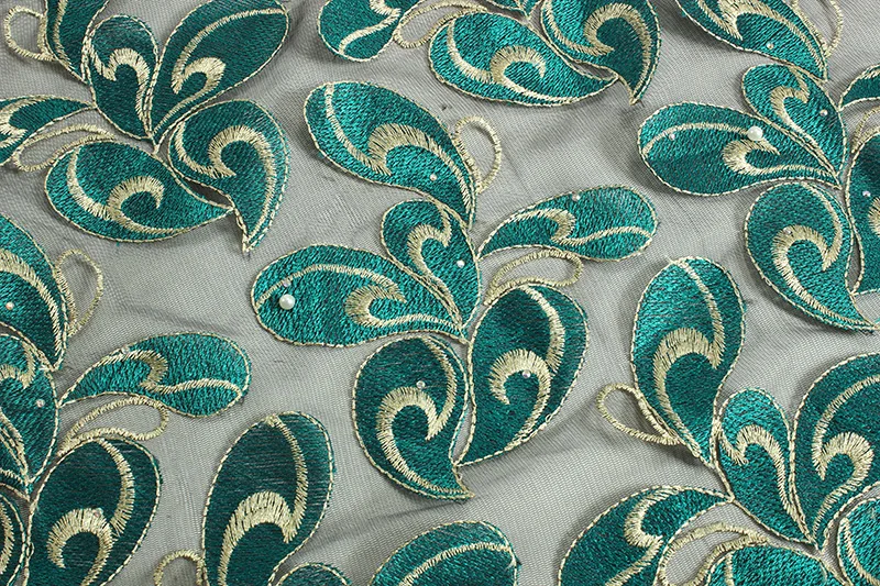 FL0228 Тюль Кружевной Ткани Африканский Французский Шнурок Army Green + Черный Шнур Для