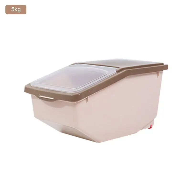khaki 5KG Коробка для хранения 5 кг, 10 кг 15 кг Пластик герметичный влагостойкий контейнер большой Ёмкость рисовый сушеные Еда Крупы Диспенсер Для Хранения Чехол - Цвет: khaki 5KG