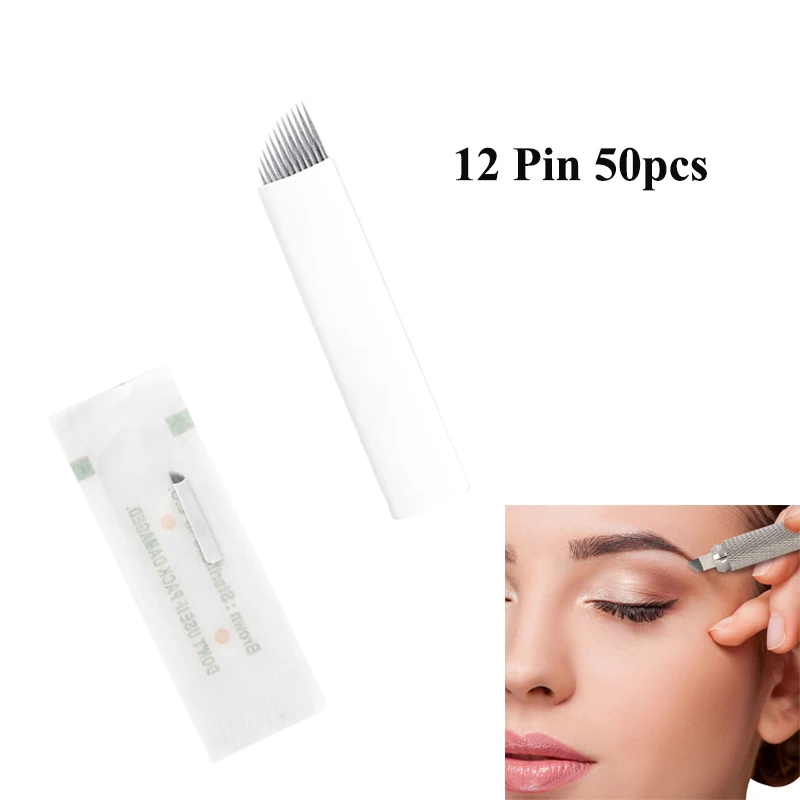 50 шт. микро Blading 12pin Blady Tebore Frivolite Naalden микроболтовочные иглы Agujas Laminas Para Tebori Agulhamento Tatuaje