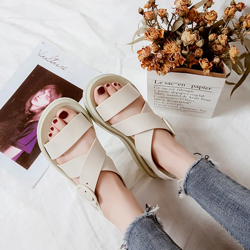 2019 г. новые летние сандалии на плоской платформе женская обувь резиновой подошве