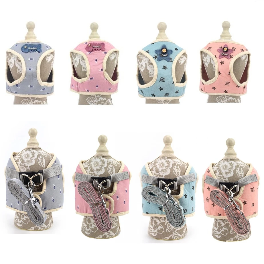 

Dog Pet Harness Korean Style Soft Cat Harness Breathable Vest Harness for Small Medium Pet Leash Include Dog Clothes S M L
