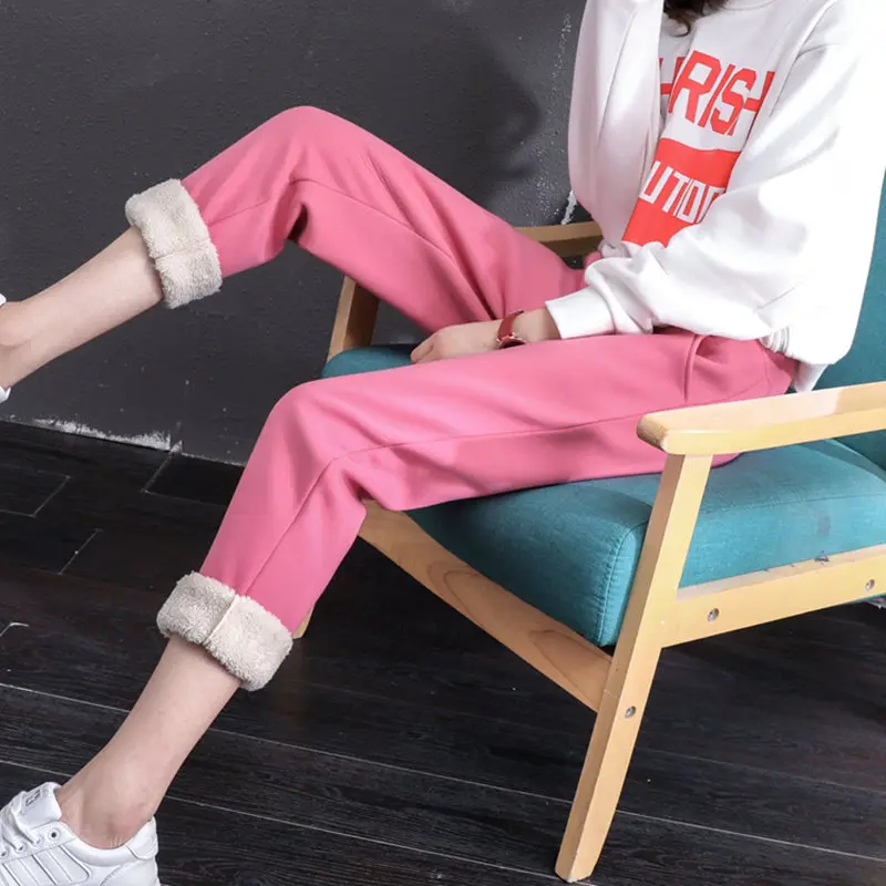 Зимняя куртка Для женщин Pantalon Femme плюс бархат утолщаются овечья шерсть впитывает пот и Штаны повседневные штаны-шаровары свободные длинные брюки Для женщин C5144