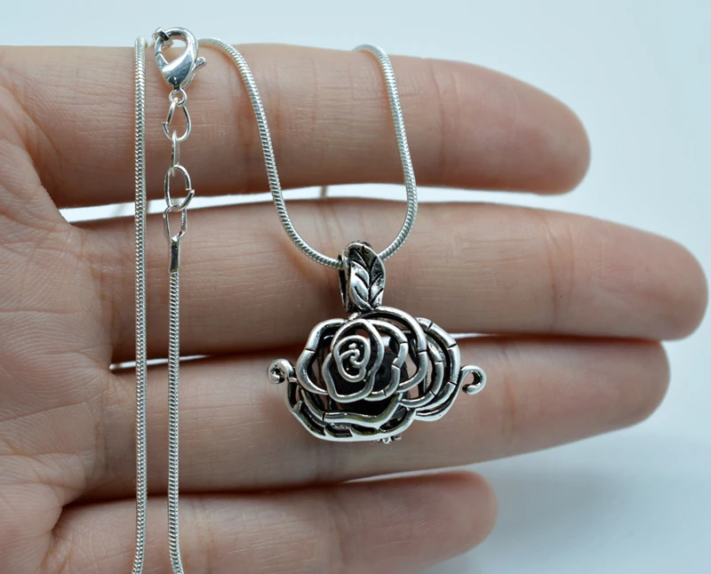 

10pcs Lava Stone Rose of life Essential Oil Diffuser Necklace Aromthraphy Lockets 16mm Necklace Jewelry XSH445