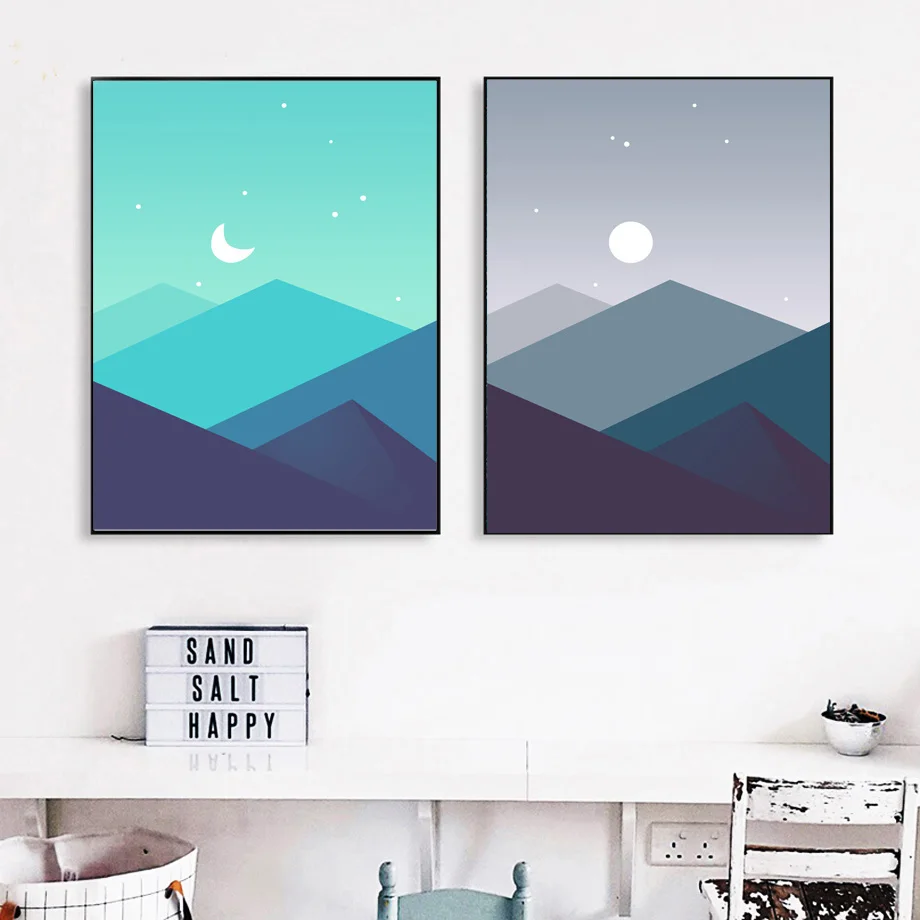 

Moon Canvas Art Painting Night Sky Posters and Prints Landscape Nordic Decoration Home Wall Picture for Boys and Girls Room