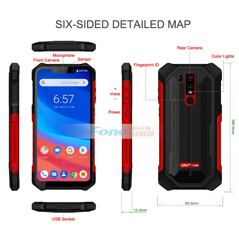 Ulefone Armor 6 IP68 водонепроницаемый мобильный телефон Helio P60 8 ядер ГБ + 128 Гб 5000 мАч