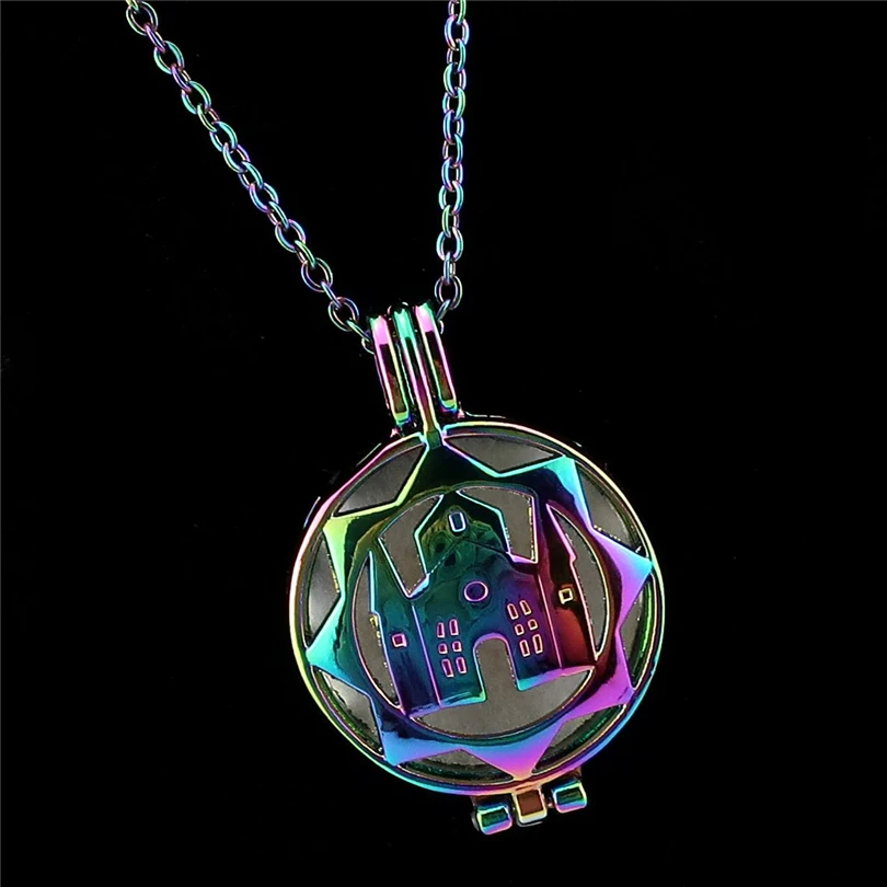 C351 Радужный цвет замок цветок круглый заполняемый подставка бусины Клетка