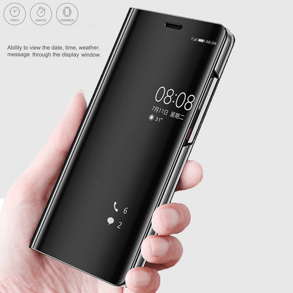 Роскошный кожаный чехол книжка для samsung Galaxy S10 плюс 5G S9 S8 Note10 9 8 + зеркало заднего