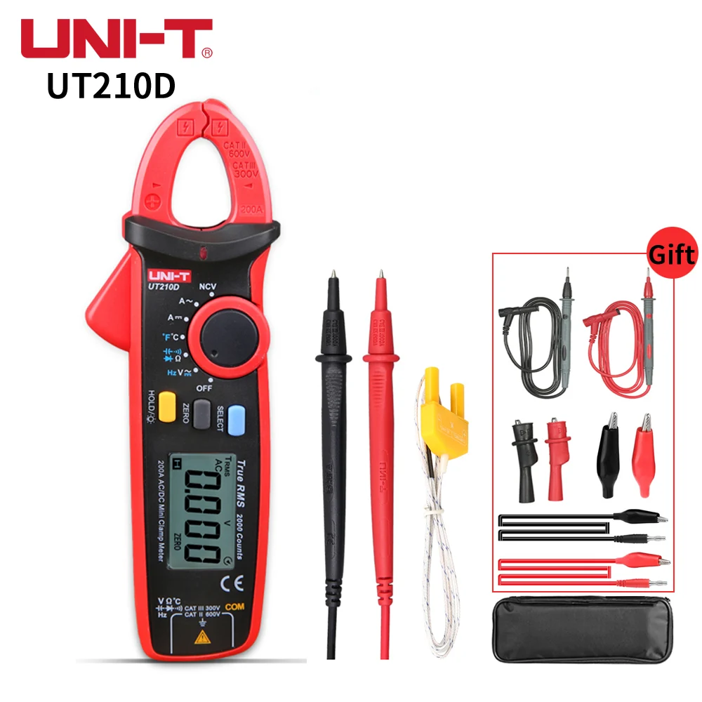 UNI T UT210D UT210E клещи True RMS Автоматический диапазон 200A цифровой измеритель емкости