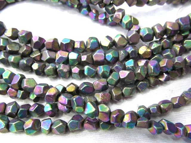 

wholesale bulk 6mm 5strands genuine pyrite beads, nuggets freeform irregular briolette rainbow blue grey gold iron beads