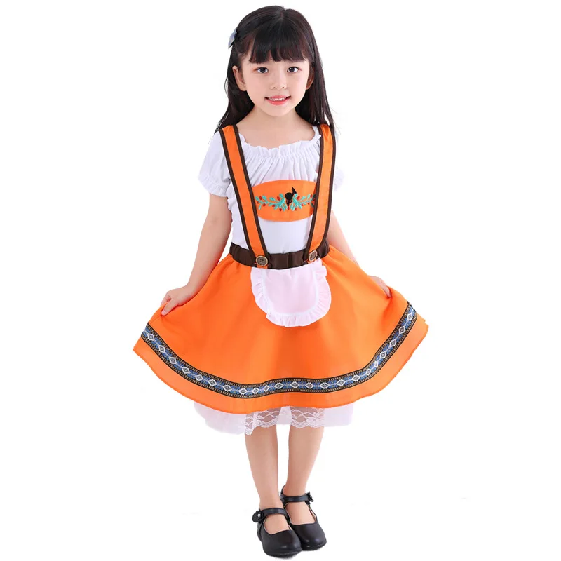 

Kids Orange National Traditional Costumes Children's Day Stage Costumes German Beer Festival Costumes for boy or girl