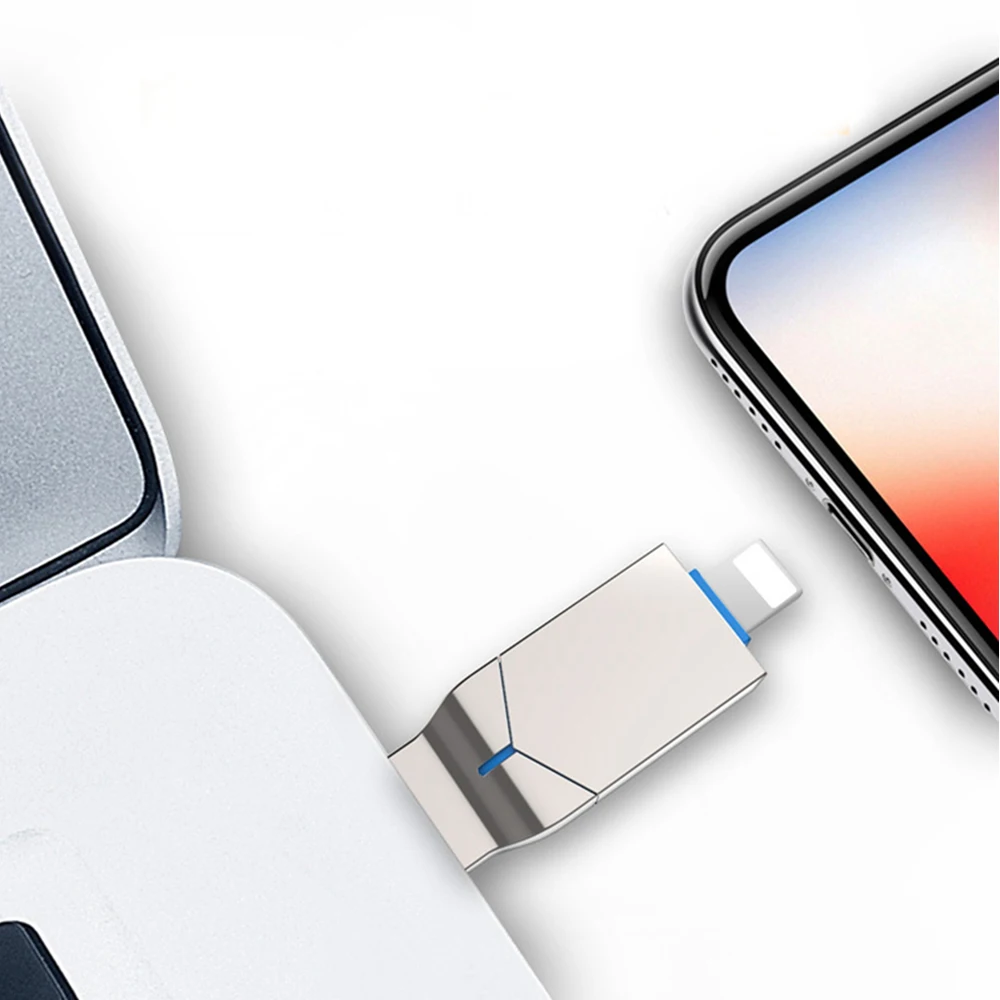 2in1 USB3.0 флеш-накопители, 16/32/64 GB Тип-C USB Диск флеш-накопитель совместим для iPhone iOS Android Тип-C ПК-Серебристый
