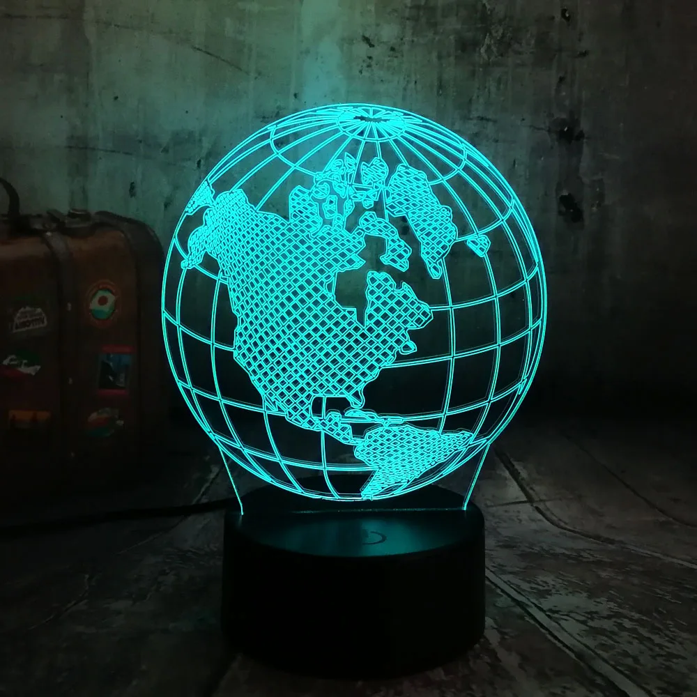 Новинка глобус Карта Америки 3D RGB светодиодный ночник многоцветный 7 цветов удаленного Управление USB настольная лампа Home Decor Рождественский подарок