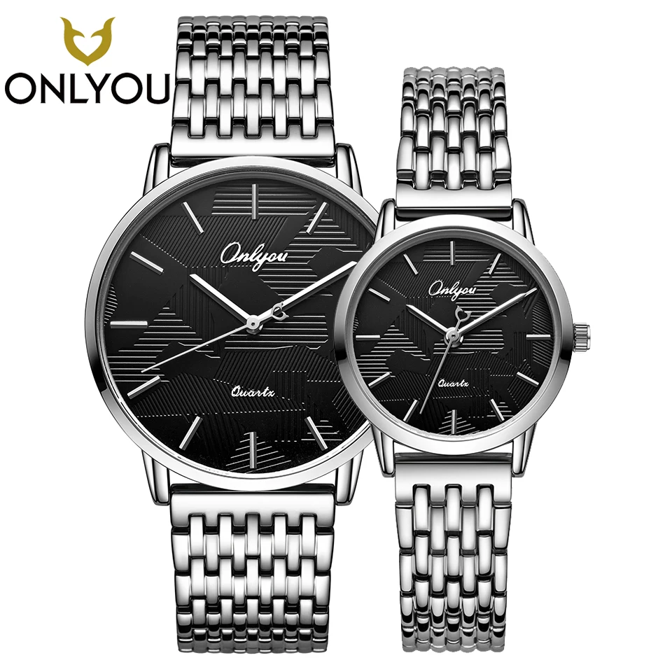 ONLYOU Watches Lover Gifts Couple Fashion Stainless Steel Quartz Wristwatch Men Casual Watch Women Elegant Clock Creative | Наручные часы