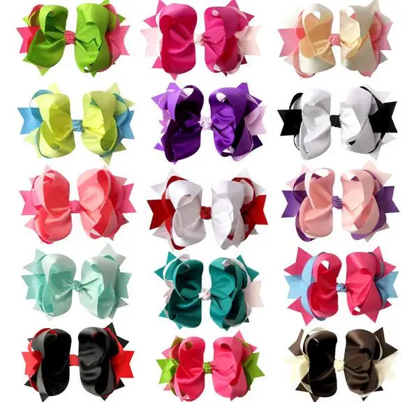 

200pcs/lot Layered-Two-Tone-Boutique-Hair-Bow-Alligator-Clip