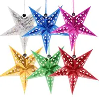 Newest Christmas Tree Stars Hanging Decorations Size S Paper Laser Star Festive Party Gift Ornaments Random Color SN2130