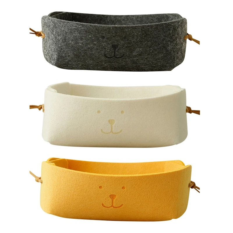 Бытовая Скандинавская войлочная корзина портативная Милая смайлика маленькая