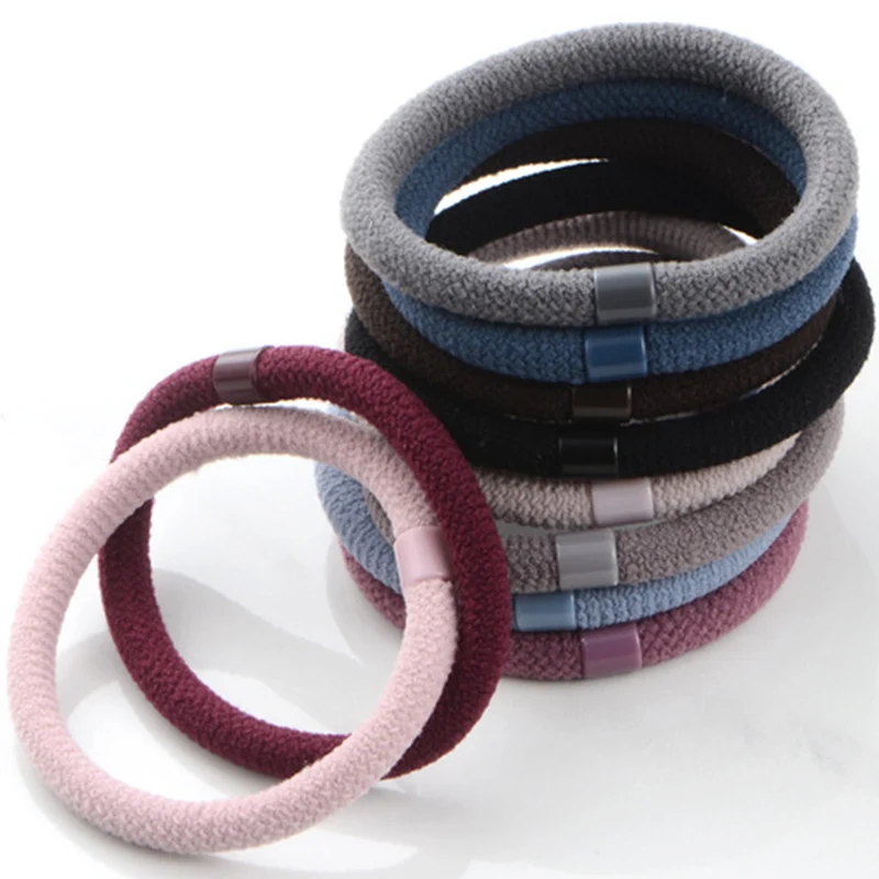 

Fashion 10PCS/Lot Girls Simple Basic Elastic Hair Bands Tie Adjustable Cotton Ponytail Holder Rubber Bands For Women