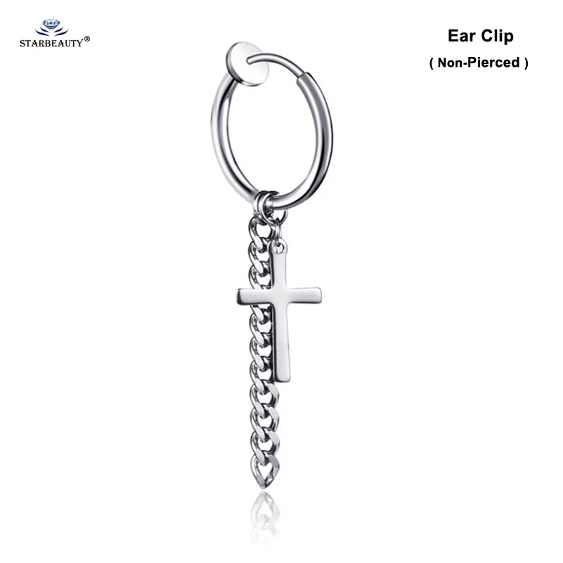 Ear Clip Silver 1 шт. кисточка крест спираль пирсинг для пупка имитация пирсинга Серьги титановые Поддельные Пирсинг Клип Висячие серьги женские мужские ювелирные изделия - Окраска металла: Ear Clip Silver
