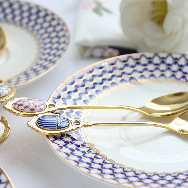 Набор ложек из нержавеющей стали 4 шт./компл. ложка для кофе с керамической ручкой