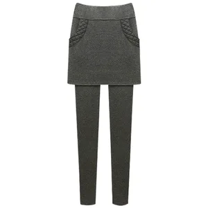 Зимние бархатные плотные облегающие леггинсы, брюки, Женская юбка + длинные брюки, большие размеры 4XL 5XL 6XL, теплые юбки, брюки для женщин