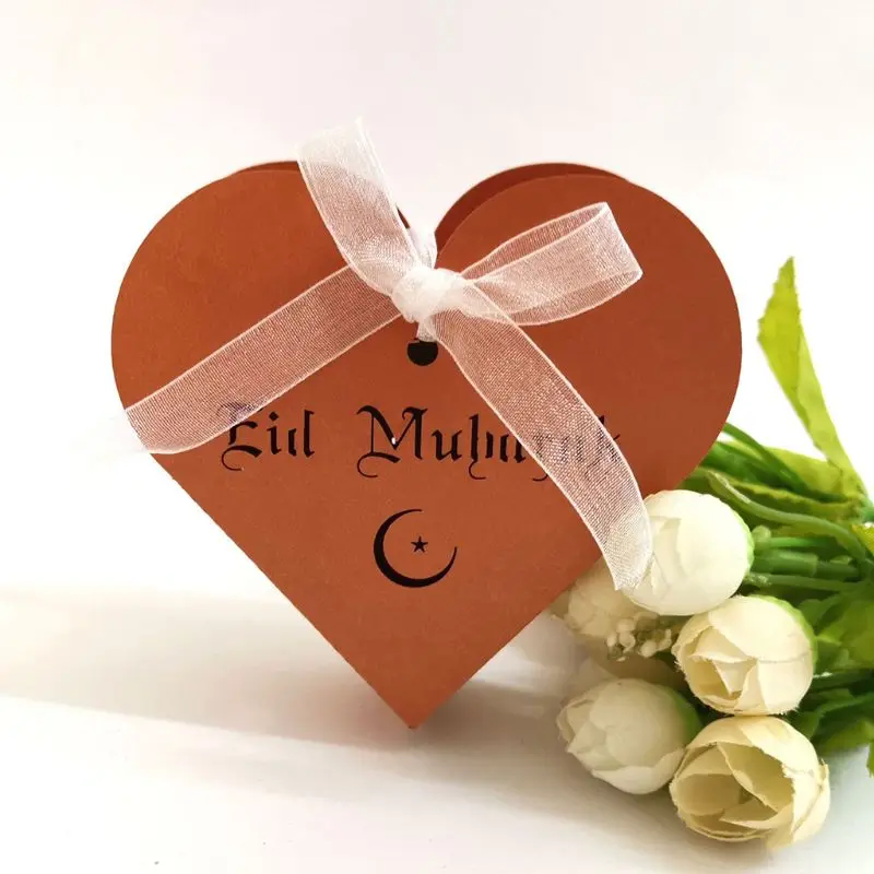 25 шт. коробка конфет для шоколада с сердечком лентой Happy Eid Mubarak Ramadan вечерние