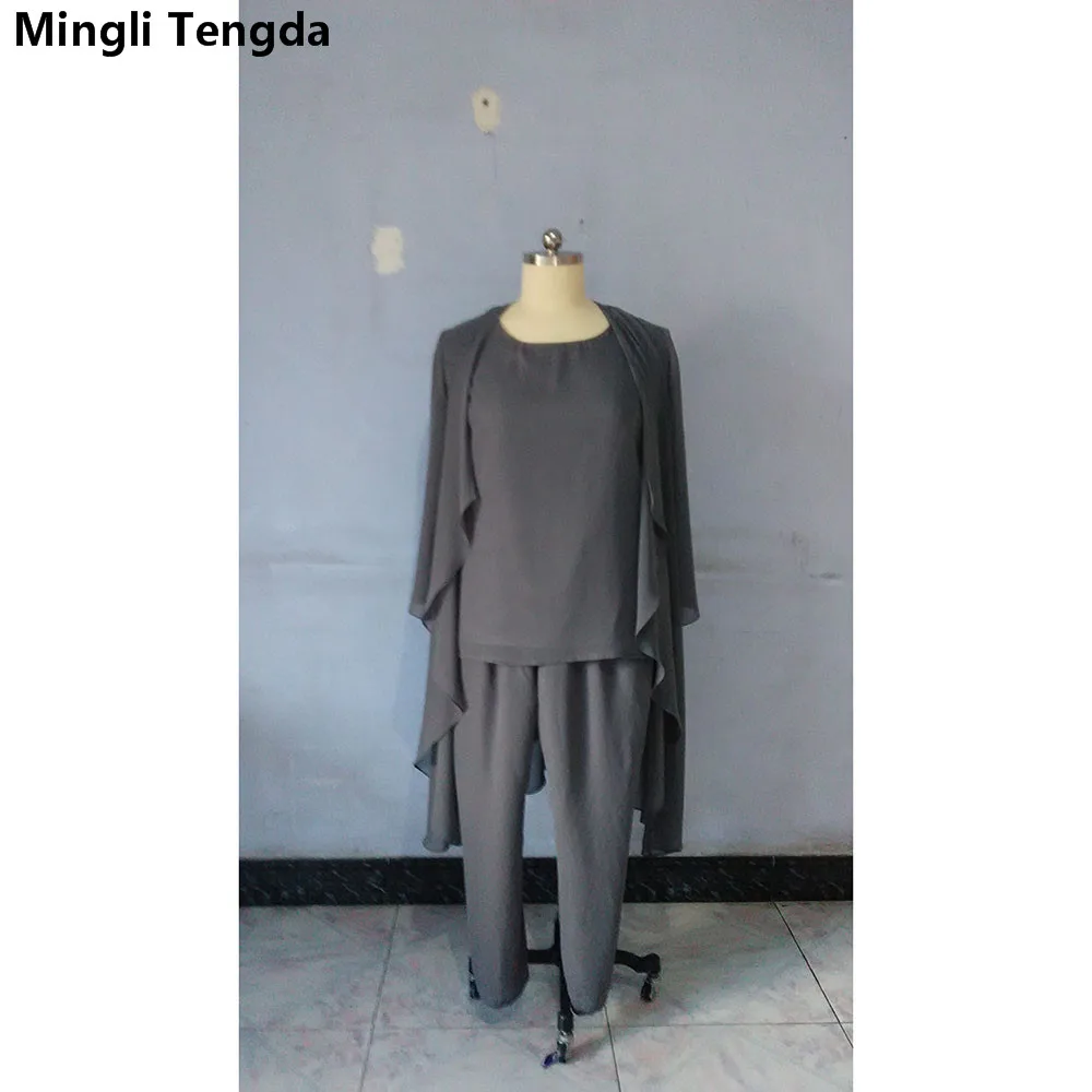 Mingli Tengda черные шифоновые костюмы из трех предметов для мамы и невесты со штанами
