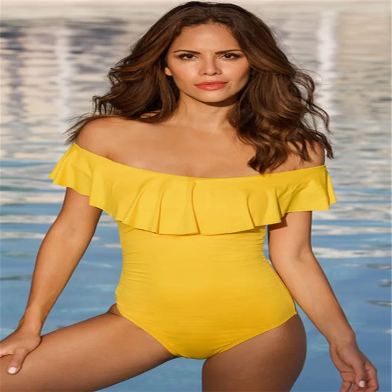 Женский купальник Цельный с открытыми плечами Монокини пуш ап Мягкий Бикини для