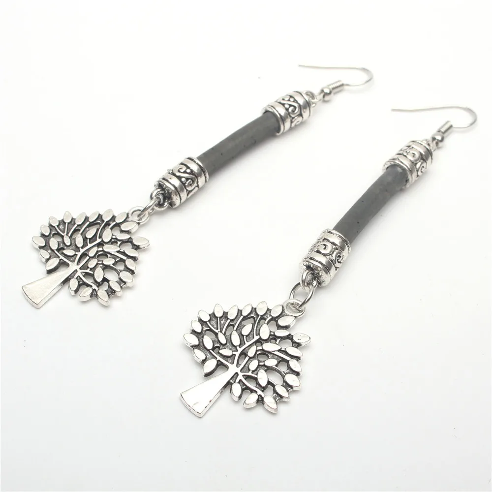 From Portugal cork earrings antique sliver life of tree women handmade lady original dangle Er-030 | Украшения и аксессуары