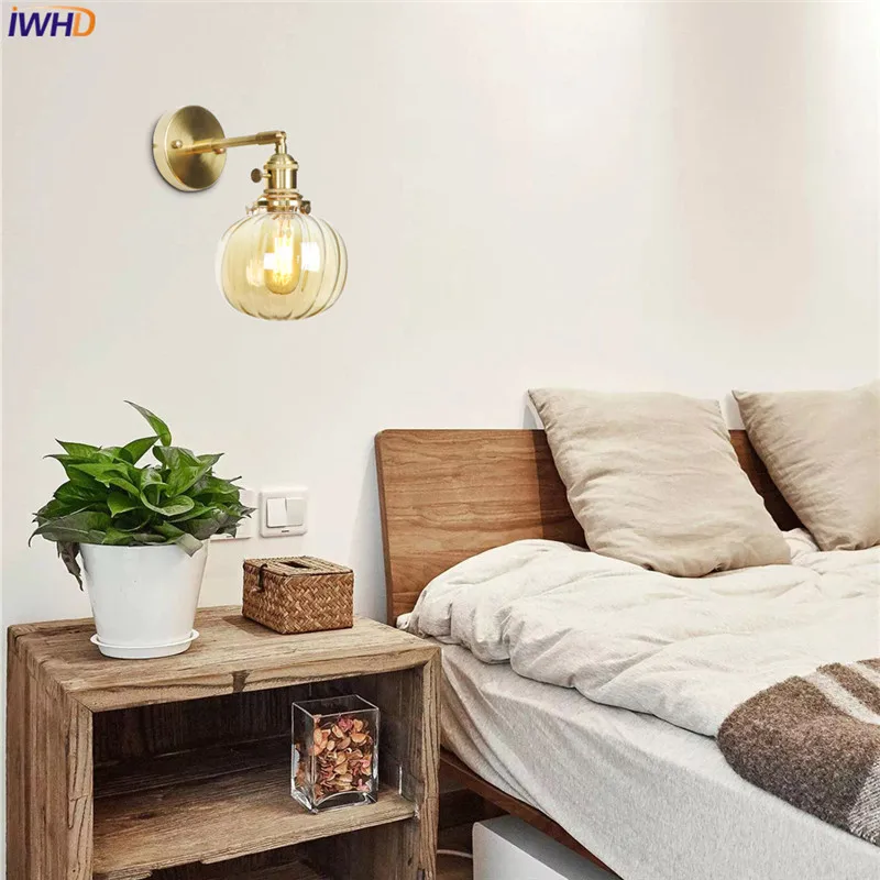 IWHD медный скандинавский светодиодный настенный современная лампа Wandlamp светодиодный светильник для спальни настенный светильник Industiral туалетный светильник аппликация Мураль светильник