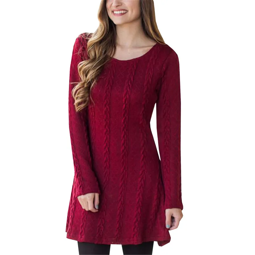 

2017 New Style Women Knitted Dresses Autumn Winter Mini Sweater Dress Sweaters and Pullovers Ladies Elegant Slim Vestidos AB653