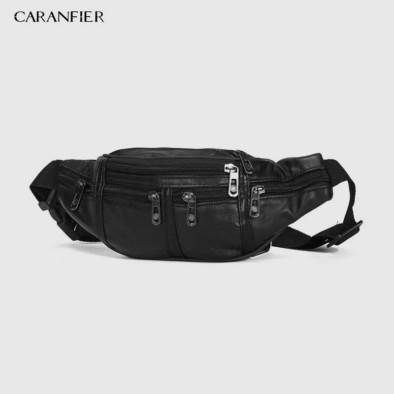 Модная Мужская поясная сумка CARANFIER из натуральной кожи забавные сумочки с