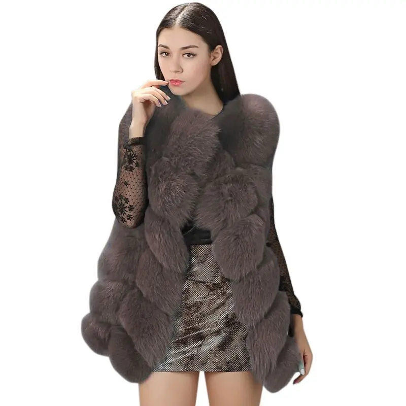 Женская меховая куртка без рукавов размера плюс черная красная серая зеленая