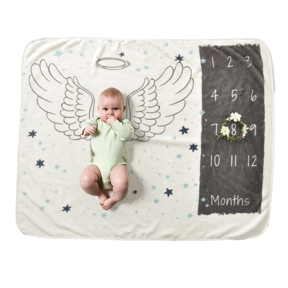 D Baby Milestone пеленки-одеяла обертывание новорожденных Фланелевое милое одеяло для