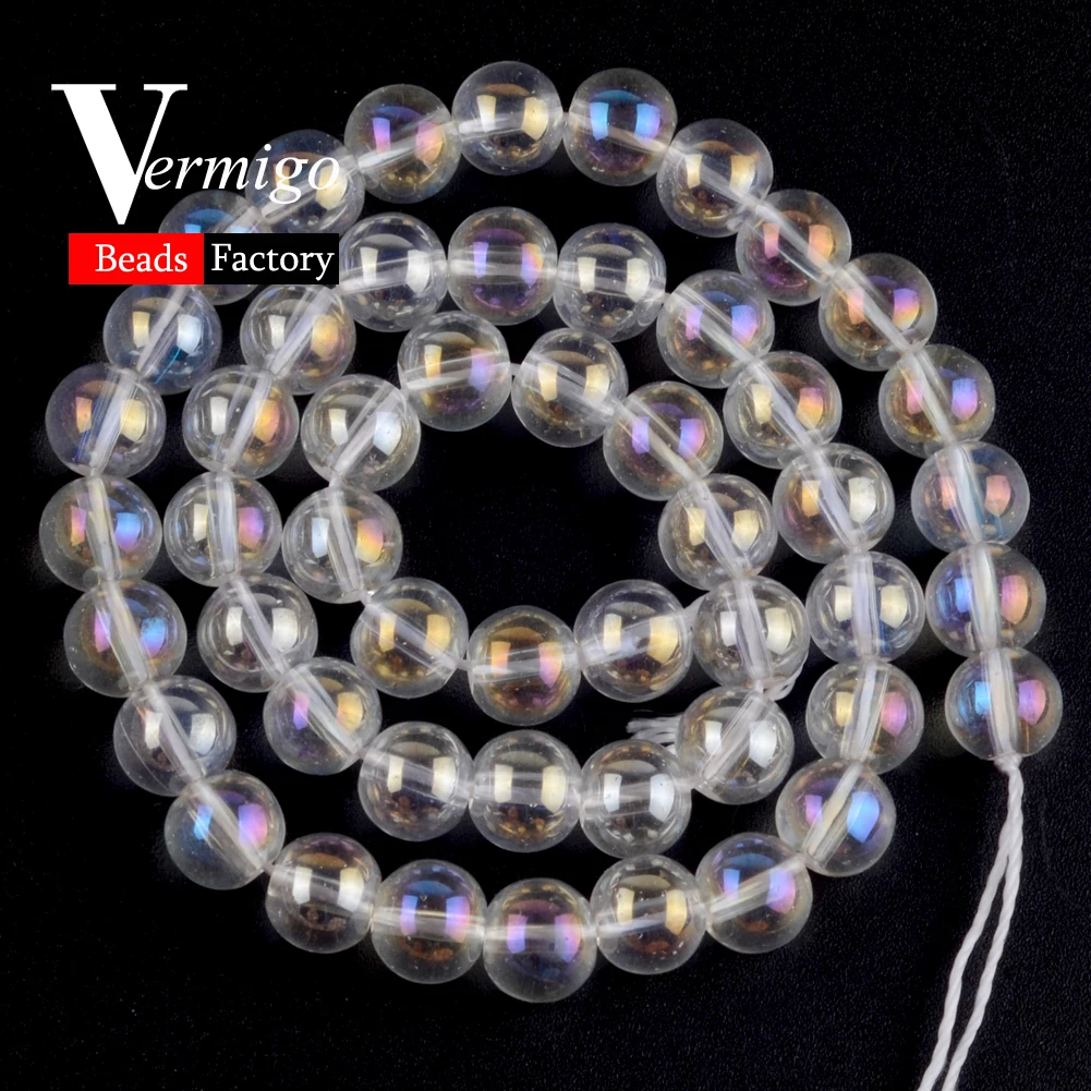 Wholesale Natural Stone Round Clear White AB Glass Crystal Loose Beads For Needlework Jewelry Making 4-12mm Diy Bracelet 15&quot | Украшения
