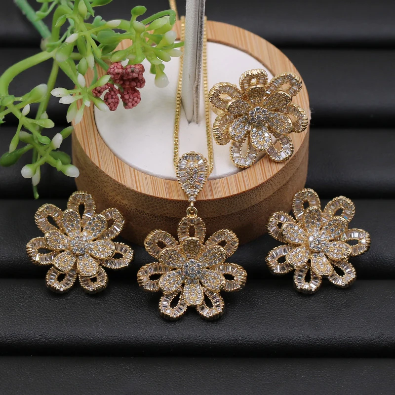 Lanyika набор ювелирных изделий неотерический прекрасный полый цветок микро