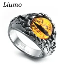 Мужское кольцо Liumo, из нержавеющей стали 316L, с изображением тигра, дьявола, глаза, дракона, черепа, в стиле панк, Lr555
