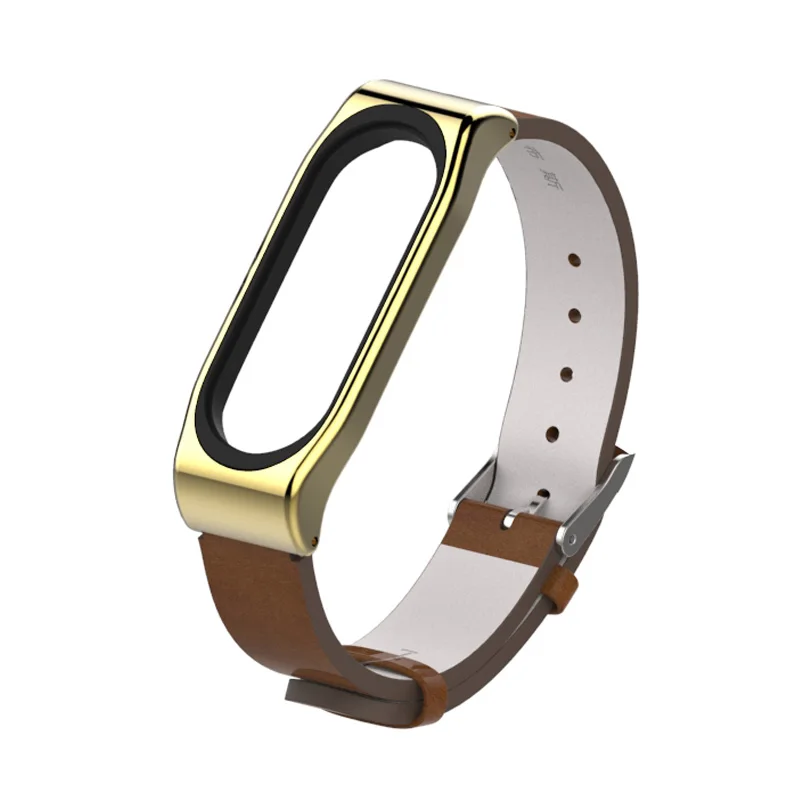 Brown Gold Mi jobs mi band 4 кожаный PU ремешок для Xiaomi mi Band 4 Смарт-часы mi band 3 ремешок на запястье Безвинтовой Браслет Смарт-браслет mi Band 3 - Цвет: Brown Gold